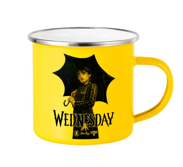 Wednesday rain — Yellow Enamel Metallic Cup 360ml