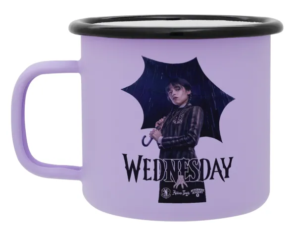 Wednesday rain — Metal enamel mug, matte light pastel purple, 360ml