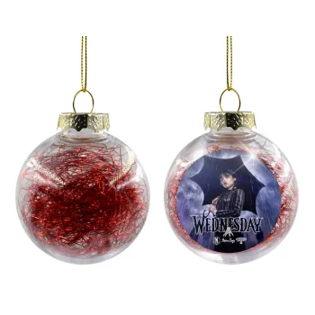 Wednesday rain, Transparent Christmas tree ball ornament with red filling 8cm
