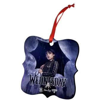 Wednesday rain, Christmas ornament polygon wooden 7.5cm