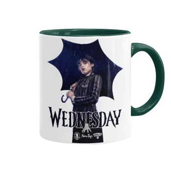 Wednesday rain, Mug colored green, ceramic, 330ml