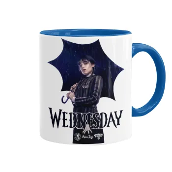 Wednesday rain, Κούπα χρωματιστή μπλε, κεραμική, 330ml