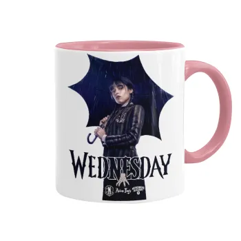 Wednesday rain, Mug colored pink, ceramic, 330ml