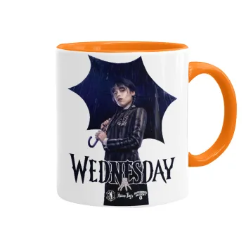 Wednesday rain, Κούπα χρωματιστή πορτοκαλί, κεραμική, 330ml