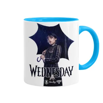 Wednesday rain, Κούπα χρωματιστή γαλάζια, κεραμική, 330ml