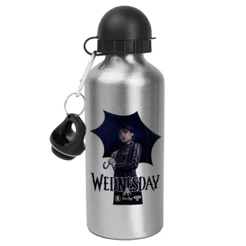 Wednesday rain, Μεταλλικό παγούρι νερού, Ασημένιο, αλουμινίου 500ml