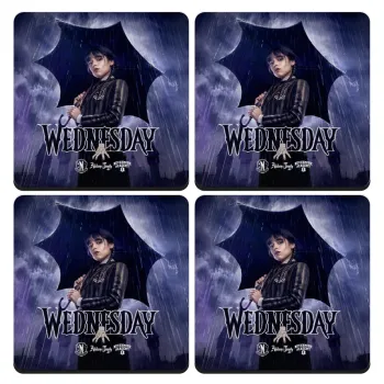 Wednesday rain, ΣΕΤ 4 Σουβέρ ξύλινα τετράγωνα (9cm)