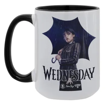Wednesday rain, Κούπα Mega 15oz, κεραμική Μαύρη, 450ml