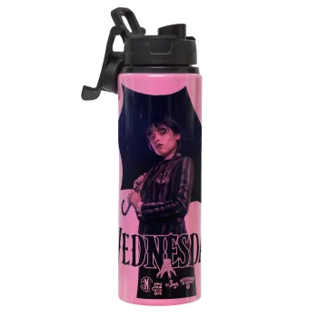 Wednesday rain, Μεταλλικό παγούρι νερού με καπάκι ασφαλείας, αλουμινίου 850ml