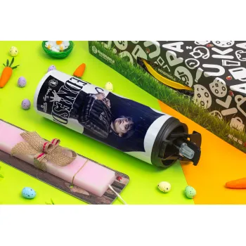 Wednesday rain, Easter candle,Travel Tumbler 2 Lids, with metal straw & cleaning brush & aromatic flat candle (30cm) (PINK)