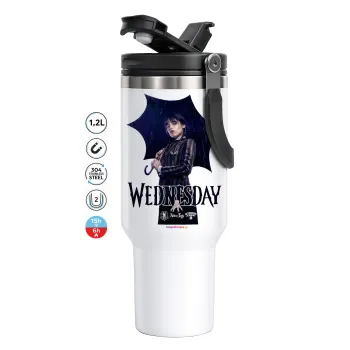 Wednesday rain, Mega Tumbler με καπάκι, διπλού τοιχώματος (θερμό) 1,2L