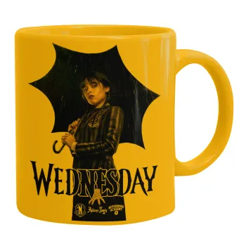 Wednesday rain, Ceramic coffee mug yellow, 330ml