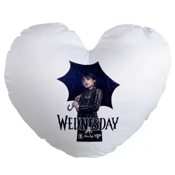 Wednesday rain, Μαξιλάρι καναπέ καρδιά 40x40cm περιέχεται το  γέμισμα