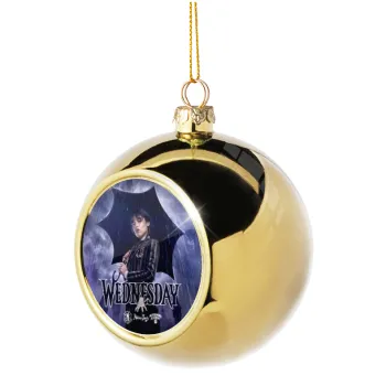 Wednesday rain, Golden Christmas tree ball ornament 8cm