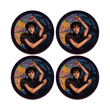 Wednesday dance, ΣΕΤ x4 Σουβέρ ξύλινα στρογγυλά plywood (9cm)