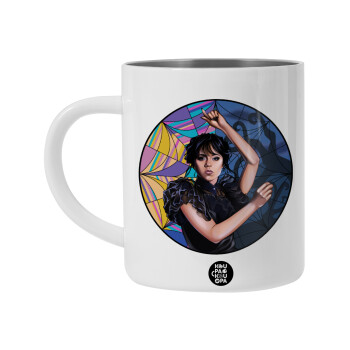 Wednesday dance, Λευκή Ανοξείδωτη Μεταλλική Κούπα 450ml - Διπλού Τοιχώματος 