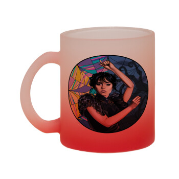 Wednesday dance, Κούπα γυάλινη δίχρωμη με βάση το κόκκινο ματ, 330ml