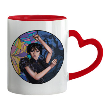 Wednesday dance, Mug heart red handle, ceramic, 330ml
