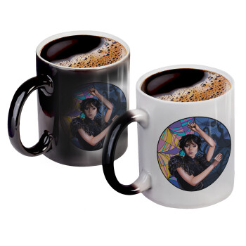 Wednesday dance, Color changing magic Mug, ceramic, 330ml when adding hot liquid inside, the black colour desappears (1 pcs)