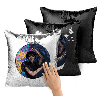 Wednesday dance, Μαξιλάρι καναπέ Μαγικό Μαύρο με πούλιες 40x40cm περιέχεται το γέμισμα