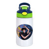 Παιδικό παγούρι θερμό, ανοξείδωτο, με καλαμάκι ασφαλείας, πράσινο/μπλε (350ml)