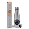 Easter Set, metallic Inox water bottle (750ml) & aromatic flat Easter candle (30cm) (GRAY)
