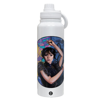 Wednesday dance, 1L Stainless Steel Thermal Bottle with Phone Holder & Double Wall Insulation