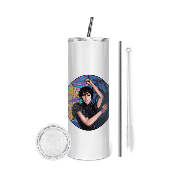 Wednesday dance, Tumbler stainless steel 600ml, with metal straw & cleaning brush