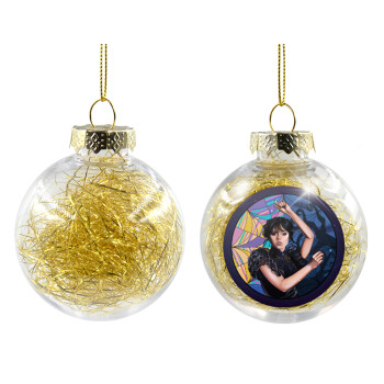 Wednesday dance, Χριστουγεννιάτικη μπάλα δένδρου διάφανη με χρυσό γέμισμα 8cm