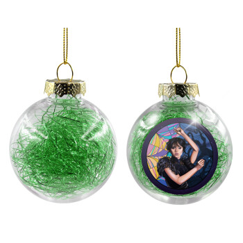 Wednesday dance, Χριστουγεννιάτικη μπάλα δένδρου διάφανη με πράσινο γέμισμα 8cm