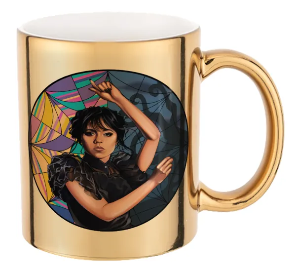 Wednesday dance — Mug ceramic, gold mirror, 330ml