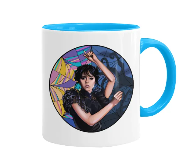 Wednesday dance — Mug colored light blue, ceramic, 330ml