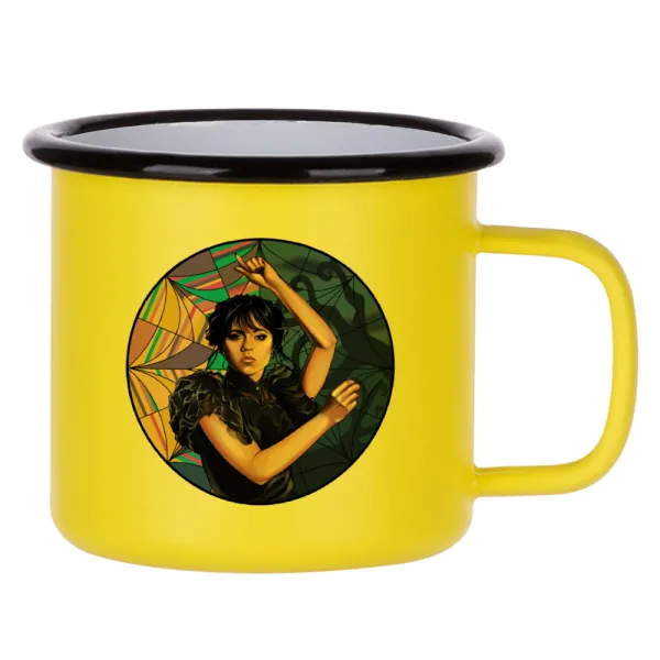 Wednesday dance — Metallic enamel MATT Yellow cup 360ml