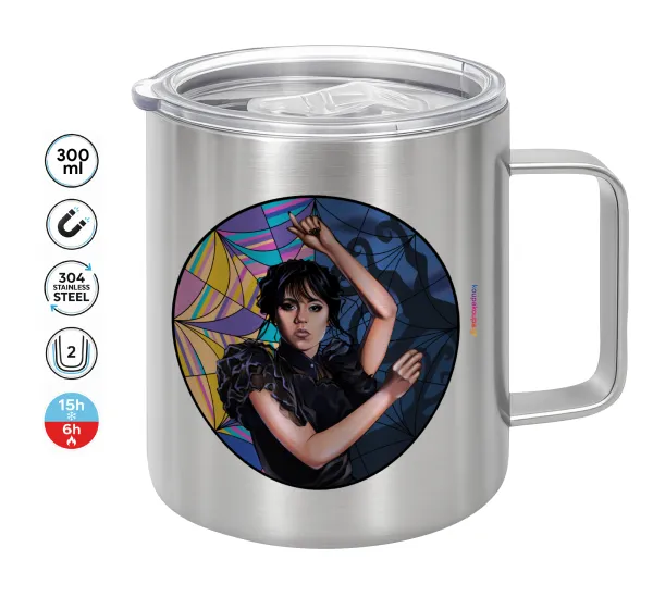 Wednesday dance — Double-walled stainless steel mug 300ml with temperature-retaining lid