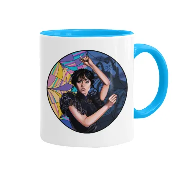 Wednesday dance, Κούπα χρωματιστή γαλάζια, κεραμική, 330ml