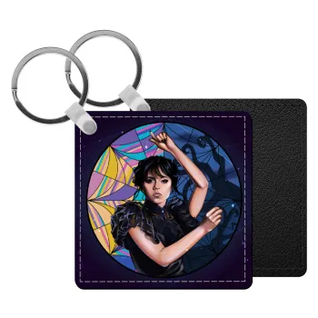 Wednesday dance, Μπρελόκ Δερματίνη, τετράγωνο ΜΑΥΡΟ (5x5cm)