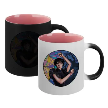 Wednesday dance, Κούπα Μαγική εσωτερικό ΡΟΖ, κεραμική 330ml που αλλάζει χρώμα με το ζεστό ρόφημα