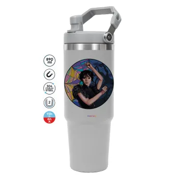 Wednesday dance, ΓΚΡΙ χρώματος Θερμός Ανοξείδωτο 890ml (30oz) με χερούλι