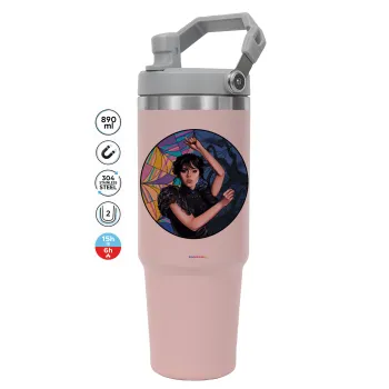 Wednesday dance, ΡΟΖ χρώματος Θερμός Ανοξείδωτο 890ml (30oz) με χερούλι