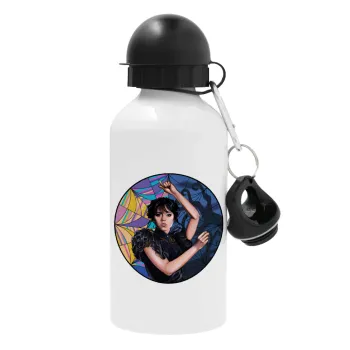 Wednesday dance, Metal water bottle, White, aluminum 500ml