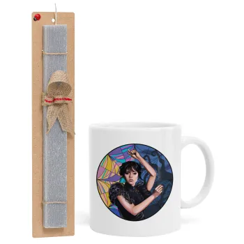 Wednesday dance, Πασχαλινή Λαμπάδα με Κούπα κεραμική (330ml) & κερί αρωματικό πλακέ (30cm) (ΓΚΡΙ)