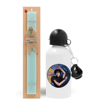 Wednesday dance, Πασχαλινή Λαμπάδα με παγούρι μεταλλικό αλουμινίου (500ml) & λαμπάδα αρωματική πλακέ (30cm) (ΤΙΡΚΟΥΑΖ)