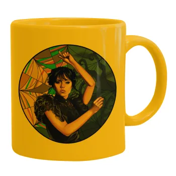 Wednesday dance, Ceramic coffee mug yellow, 330ml