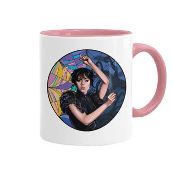 Wednesday dance, Mug colored pink, ceramic, 330ml