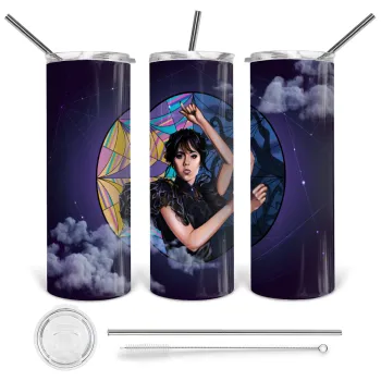 Wednesday dance, Tumbler ποτήρι θερμό από ανοξείδωτο ατσάλι 600ml, με μεταλλικό καλαμάκι & βούρτσα καθαρισμού