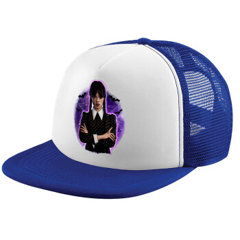 Wednesday moonlight, Adult Soft Trucker Hat with Blue/White Mesh (POLYESTER, ADULT, UNISEX, ONE SIZE)