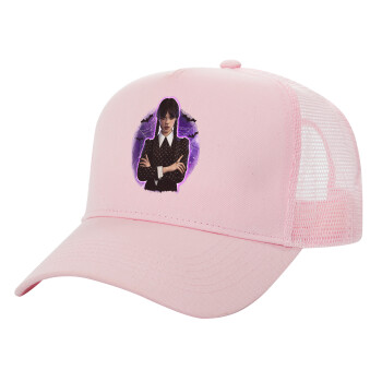 Wednesday moonlight, Structured Trucker Children's Hat, with Mesh, PINK (100% COTTON, CHILDREN'S, UNISEX, ONE SIZE)