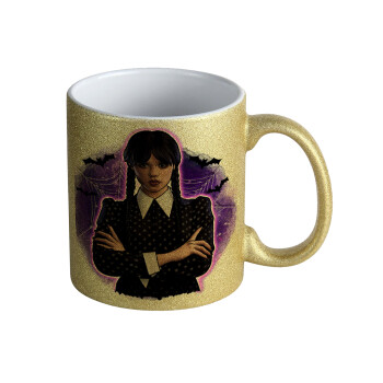 Wednesday moonlight, Κούπα Χρυσή Glitter που γυαλίζει, κεραμική, 330ml