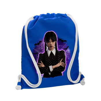 Wednesday moonlight, Τσάντα πλάτης πουγκί GYMBAG Μπλε, με τσέπη (40x48cm) & χονδρά κορδόνια