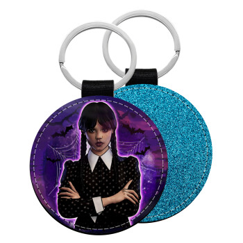 Wednesday moonlight, Μπρελόκ Δερματίνη, στρογγυλό ΜΠΛΕ (5cm)